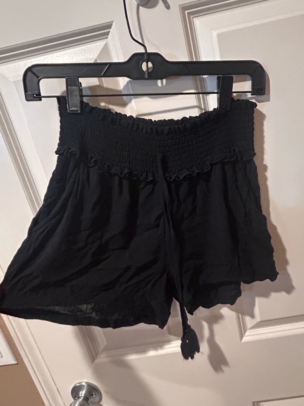 Black Smocked Waist Women's Shorts small